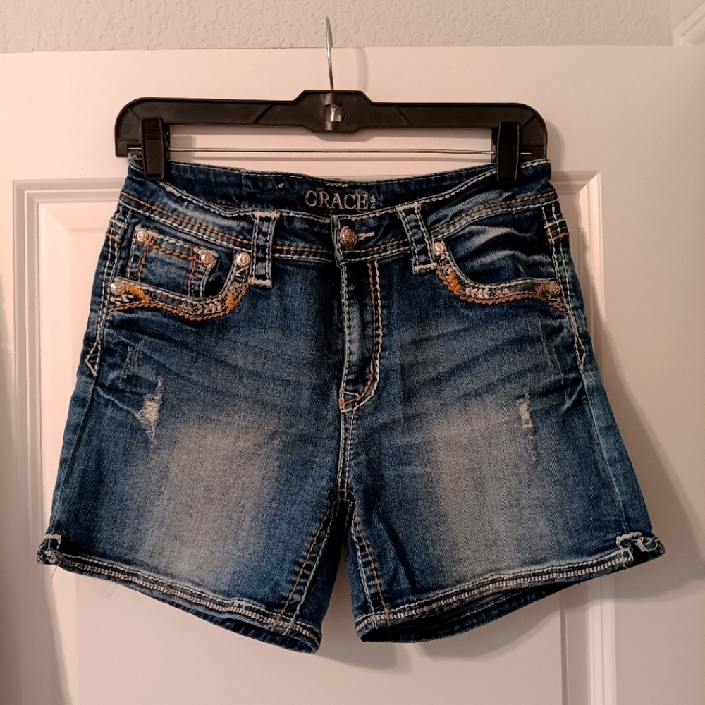 GRACE IN L.A. shorts jeans bling cut-offs - sixe 29